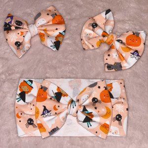 Halloween Headband Pigtail Bow Set